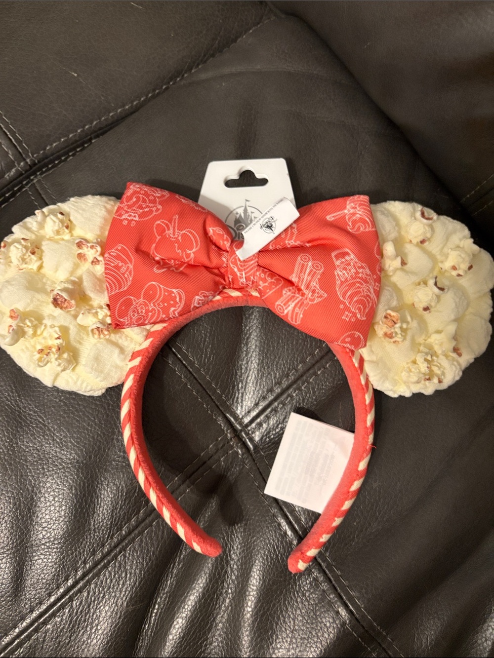 Disney Coral Red Bow Popcorn Ears Headband